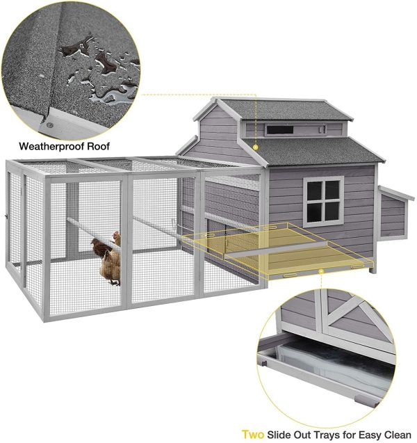 Morgete Extra Large Chicken Coop Wooden Hen House for 8-10 Chickens - Image 5