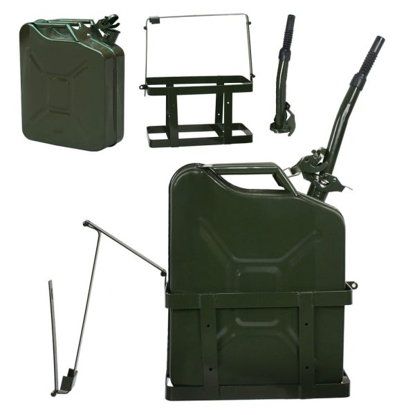 ZENSTYLE 5 Gal 20L Army Jerry Can Gas Fuel Tank Portable with Holder & Spout - Set of Four - Image 2