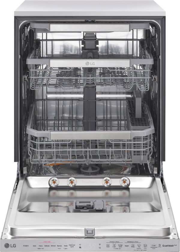 LG - 24" Top Control Smart Built-In Stainless Steel Tub Dishwasher with 3rd Rack, QuadWash and 44db - Stainless steel