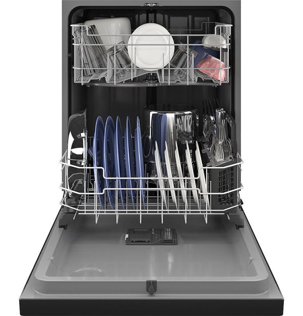 GE - Front Control Built-In Dishwasher, 52 dBA - Black - Image 2