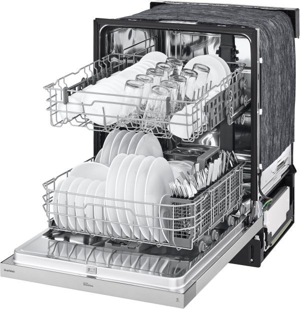 LG - 24" Front-Control Built-In Dishwasher with Stainless Steel Tub, QuadWash, 50 dBa - Stainless steel - Image 7