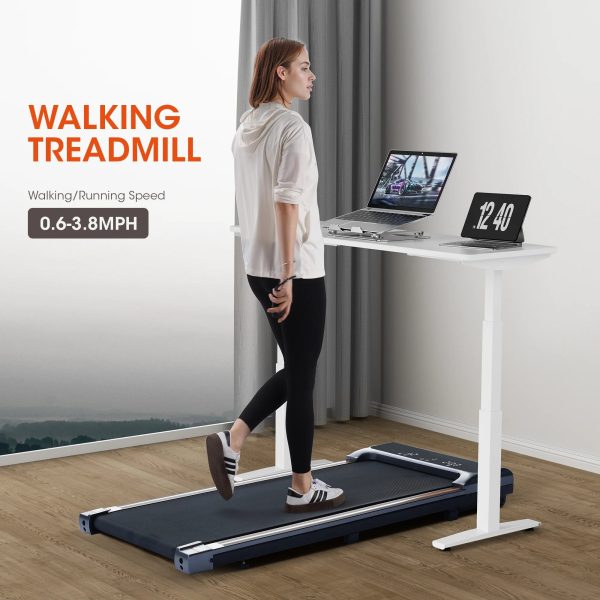 Walking Pad Under Desk Treadmill with Remote Control Lightweight 2 in 1 Portable Treadmill 0.6-3.8 Speed Range for Home Office Workout - Image 2