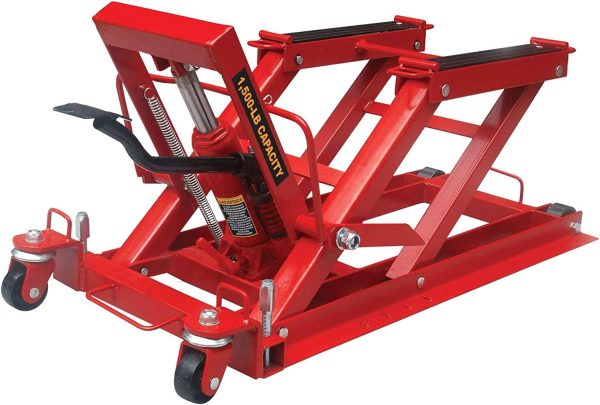 Big Red Hydraulic Powersports Lift Jack (Motorcycle, ATV, UTV, Snowmobile): 3/4 Ton (1,500 lb) Capacity,Red,W6407 - Image 2