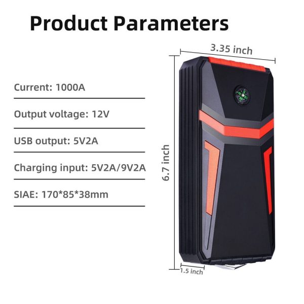 Xhy 30000mAh Car Jump Starter Portable Battery Pack Booster Jumper Box Emergency Start Power Bank Supply Charger with Built-in LED Light - Image 7