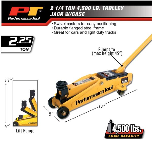 Performance Tool W1611 2 1/4 Ton Trolley Jack Blow Cas - Image 2