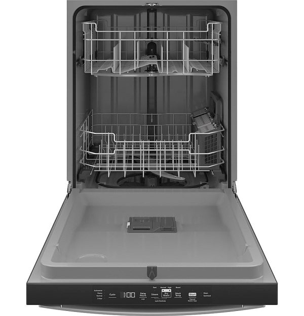 GE - Top Control Built In Dishwasher with Sanitize Cycle and Dry Boost, 52 dBA - Stainless steel