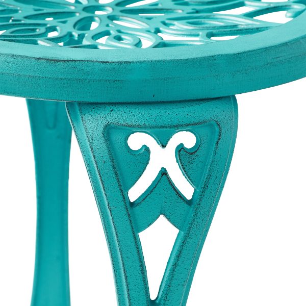 The Pioneer Woman Goldie 3-Piece Cast Aluminum Garden Bistro Set, Teal - Image 6