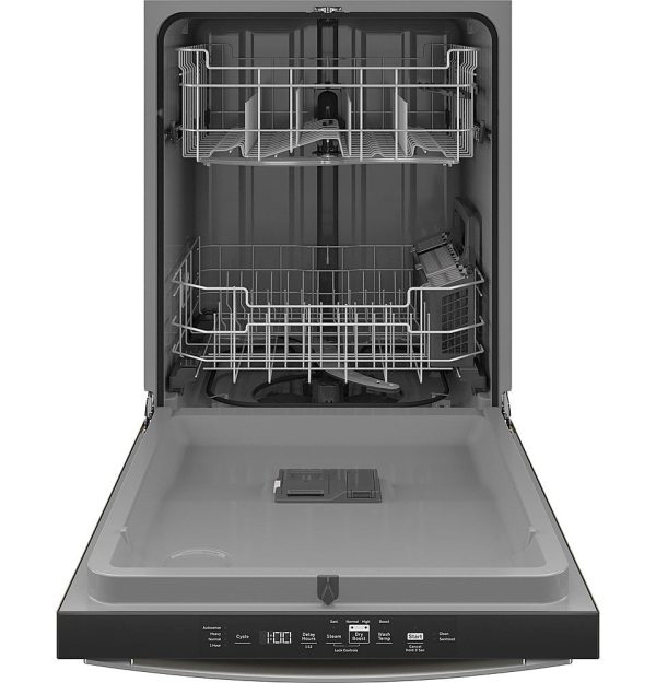 GE - Top Control Built In Dishwasher with Sanitize Cycle and Dry Boost, 52 dBA - Slate