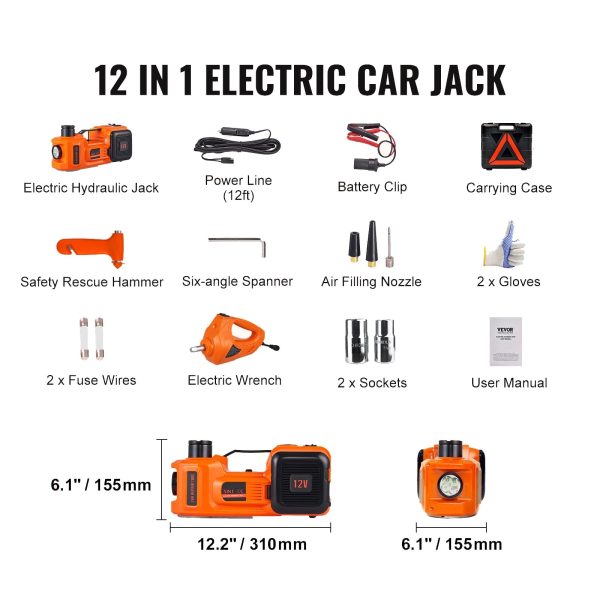 SKYSHALO 5-Ton Electric Hydraulic Car Floor Jack with 12V Impact Wrench and Inflator Pump - Image 7