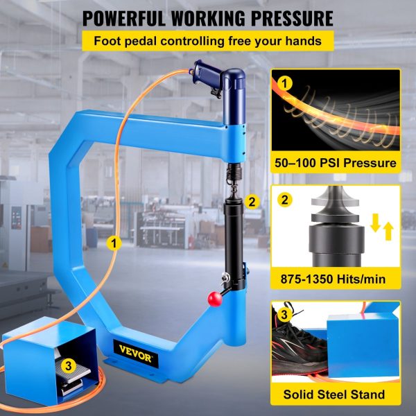 VEVOR Pneumatic Planishing Hammer, 19.63" Throat Power Hammer Blacksmithing, Planishing Hammer Auto 1/2/3" Radius Anvil, Planishing Air Hammer, English Wheel w/Foot Pedal for Industrial Metal Shaping - Image 4