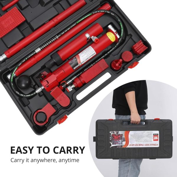 Emorefun 10 Ton Hydraulic Porta Power Jack Car Auto Tool Lift Ram Body Frame Repair Kits - Image 4