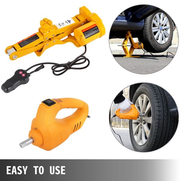 BENTISM 3 Ton Electric Scissor Car Jack Floor Jack Lift w/Impact Wrench & Inflator Pump - Image 5