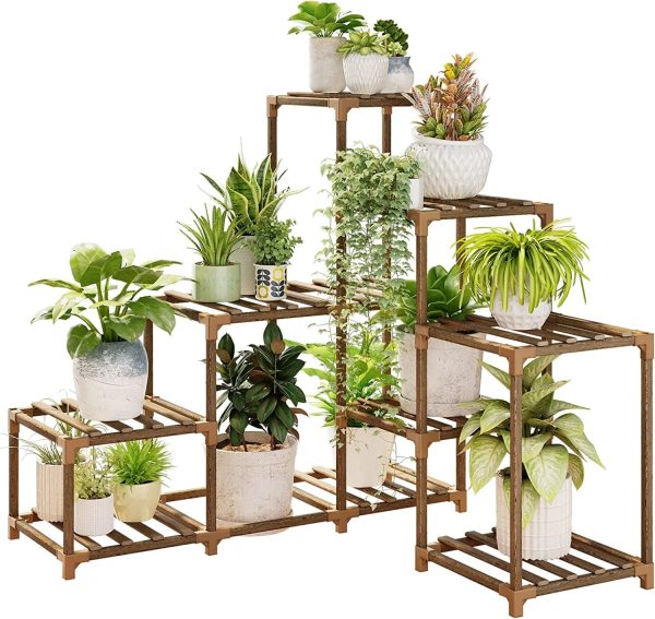 Corner Plant Stand Indoor Wood Outdoor Plant Shelf for Multiple Plants Ladder Plant Holder Table Plant Pot Stand for Window Garden Balcony Living Room