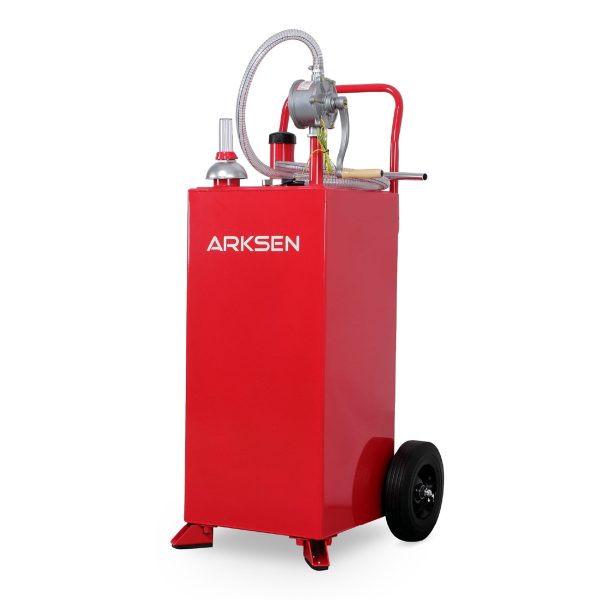 Arksen 30 Gallon Portable Fuel Transfer Gas Can Caddy Storage Tank - Red