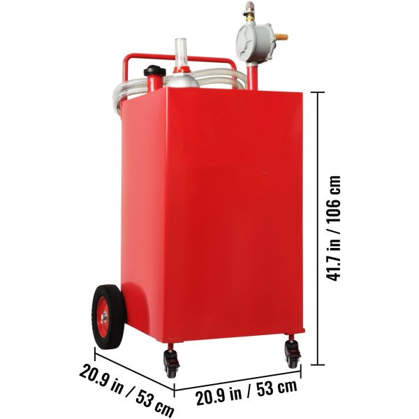 BENTISM Fuel Caddy Fuel Storage Tank 35 Gallon 4 Wheels with Manuel Pump, Red - Image 8