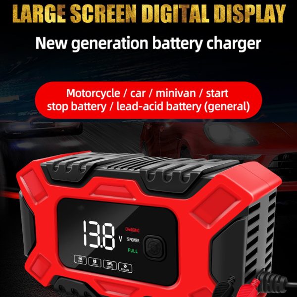 KUNyu 12V Car Battery Charger Automatic Large Screen LCD Display High Precision Intelligent Detection Pulse Repair Multiple Mode Smart Fast Charge Auto Motorcycle Battery Charger Car Accessories - Image 6