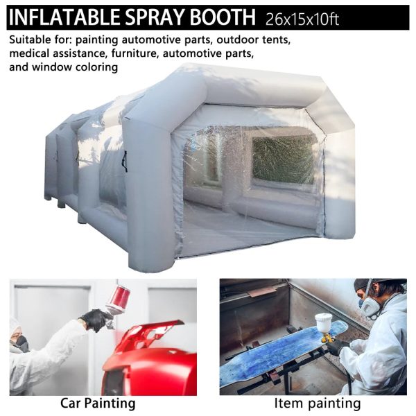 WGIA Portable Inflatable Paint Booth 26x15x10FT （No blower） Inflatable Spray Booth with Air Filter System - Image 5