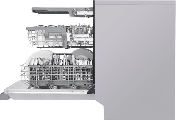 LG - 24" Front Control Smart Built-In Stainless Steel Tub Dishwasher with 3rd Rack, Quadwash, and 48dba - Stainless steel - Image 3