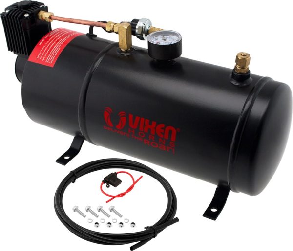 Vixen Horns 1 Gallon (3 Liter) Train/Air Horn Tank with 150 PSI Compressor Onboard System/Kit 12V VXO8210