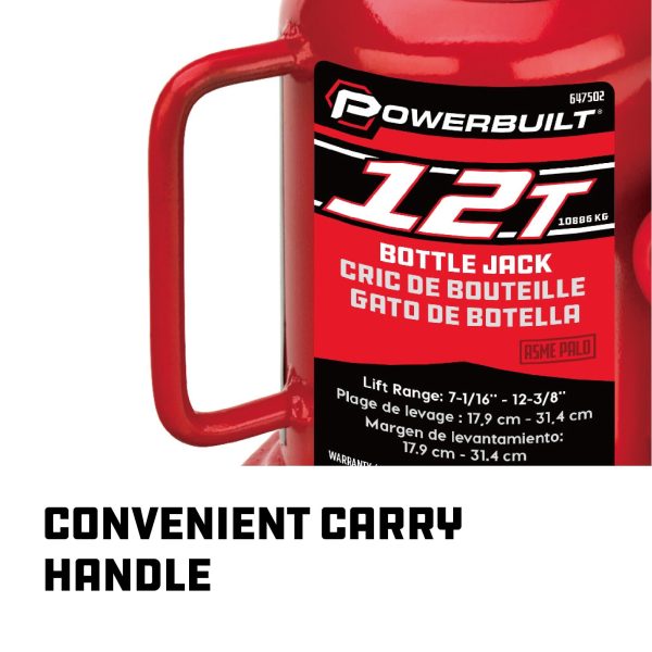 Powerbuilt 12 -Ton Shorty Bottle Jack - 647502 - Image 7