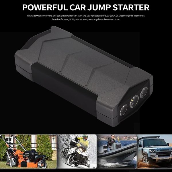 Meterk 1500A Peaks 10000mAh Car Jump Starter with LED Digital Display/Dual USB/Safety Hammer/LED Light/Multiple Protections 12.0V Car Battery Booster Pack Support Low-Temperature Starts for to - Image 2