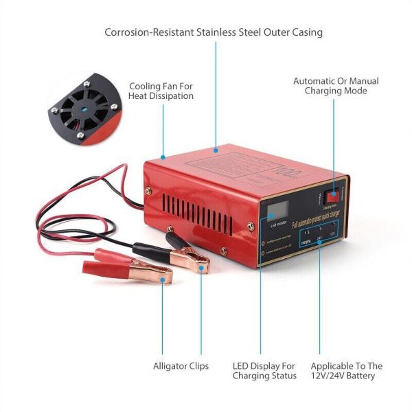 Maintenance Free Battery Charger 12V/24V 10A 140W Output For Electric Car Pro - Image 2